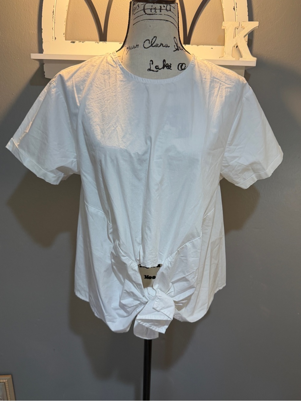 COTTON ON SHORT SLEEVE TIE-FRONT TOP SZ S